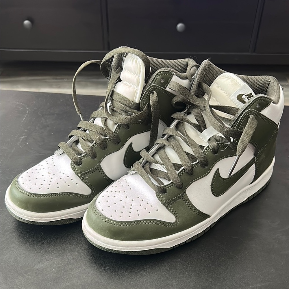 Nike High-Top Sneakers in Olive and White